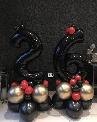 40 Inch Black 26 Number Balloons Giant 26 or 62 Balloons Black Birthday - Image 4