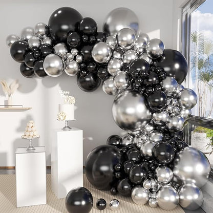 MEBAY Black Silver Balloons Garland Arch Kit, Wedding Backdrop, Graduation by MEBAY