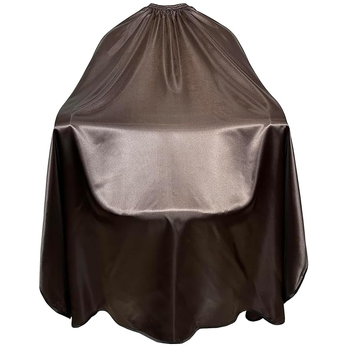 Salon Styling Capes for Clients, Hair Dye Cutting Capes with Elastic Hooks, Waterproof Light Weight Satin Sheen Styling Cape Barber Gown for Stylist, 63”*56”(Brown)