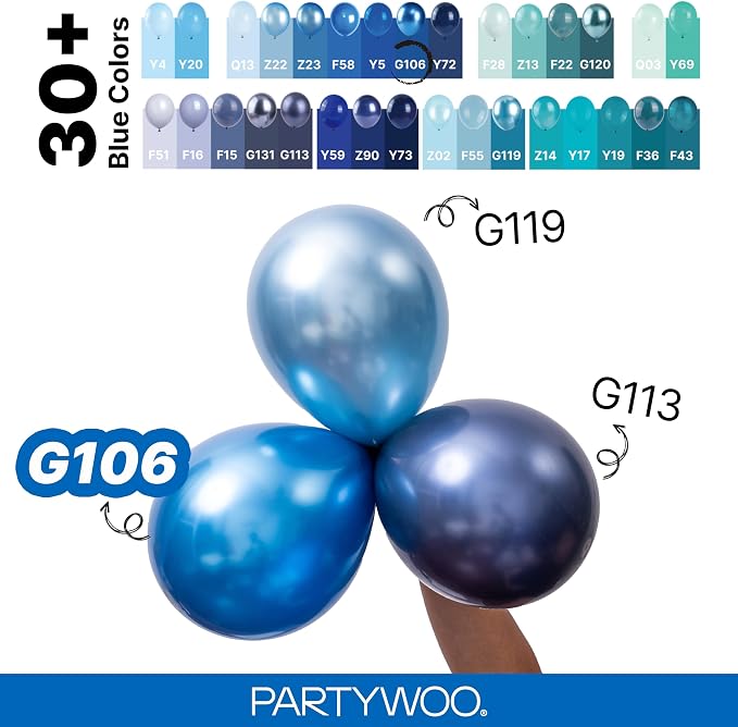 PartyWoo Metallic Blue Balloons 140pcs Chrome Blue Color 18 12 10 5 Inch | 18 - Image 4