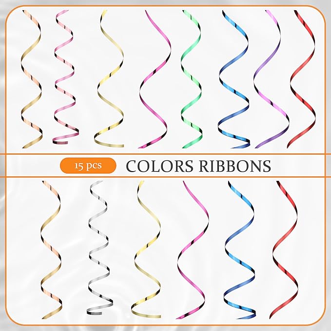 Shappy 15 Rolls Curling Ribbon 1/5" Wide x 11 Yards Total 165 Yards Balloon - Image 3