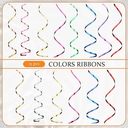 Shappy 15 Rolls Curling Ribbon 1/5" Wide x 11 Yards Total 165 Yards Balloon - Image 3