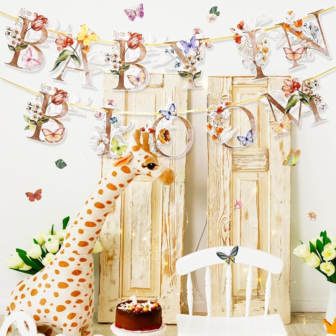Flower Butterfly Baby in Bloom Banner, Wildflower Butterflies Baby Shower Sign - Image 4