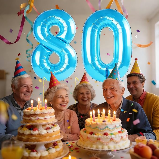 40 Inch Number 80 Balloons for 80th Birthday Party Decorations, 0-100 Jewelry - Image 2