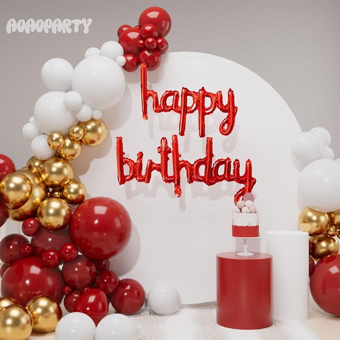Red Happy Birthday Balloons Banner 16 Inch Mylar Foil | Happy Birthday Letters - Image 3