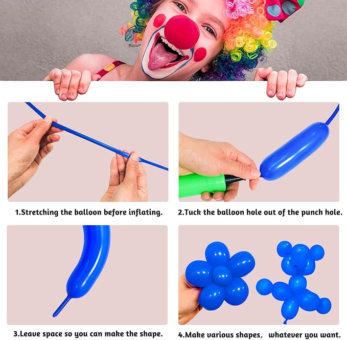 Blue Long Balloons Premium 260 Twisting Animals Magic Balloons - Image 5