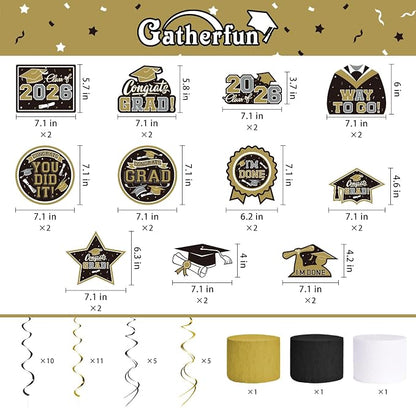 Black and Gold Themed 2026 Graduation Decorations Set - Image 3
