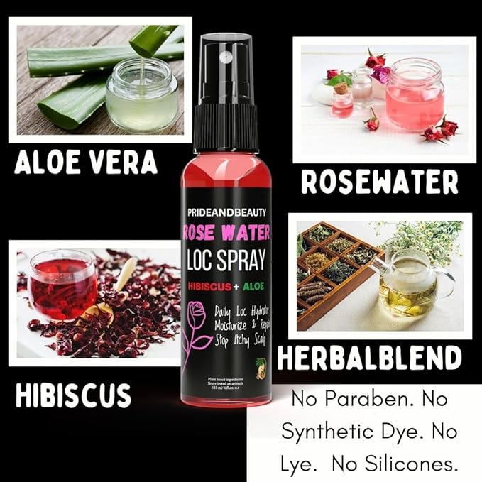 Hibiscus & Green Tea Hair Growth Spray – Trial Size (2oz) Leave-In Moisturizer for Locs & Loose Hair – Promotes Thicker, Fuller, Longer Hair – Natural Scalp & Hair Treatment