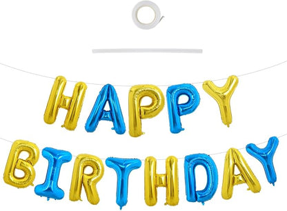 TONIFUL Blue Gold Happy Birthday Balloon Banner Decorations by TONIFUL