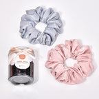 XL Big Silk Scrunchies Hair Ties for Women - CEELGON Oversized Black Satin Silk Scrunchie Exra Large Jumbo Gaint Soft Pink Chiffon Cute Scrunchy for Curl Thick Hair 4 Pack (Black White)