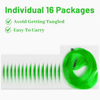 16 Pcs Colored Hair Extensions Curly Wavy Clip in Synthetic Hairpiece Streak,Colorful Hair Christmas New Year Cosplay Party Highlights for Girls Women Kids Gift(Neon Green)