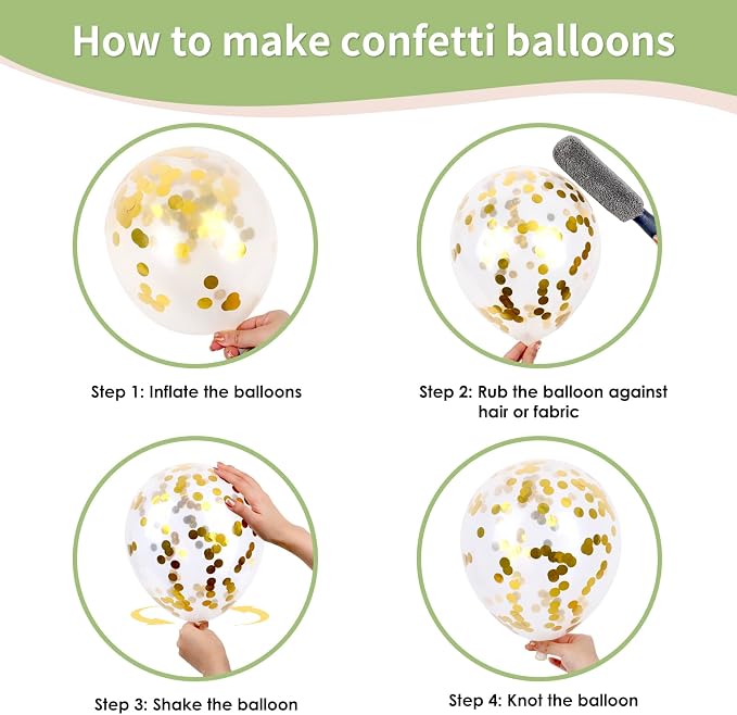 RUBFAC Pink and Sage Green Balloons, Party Easter Balloons Metallic Gold - Image 4