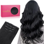WENNALIFE Clip in Human Hair Extensions 85g 5pcs 22 Inch, Remy Hair Jet Black Real Virgin Hair Extensiones De Cabello Humano Con Clip Ins