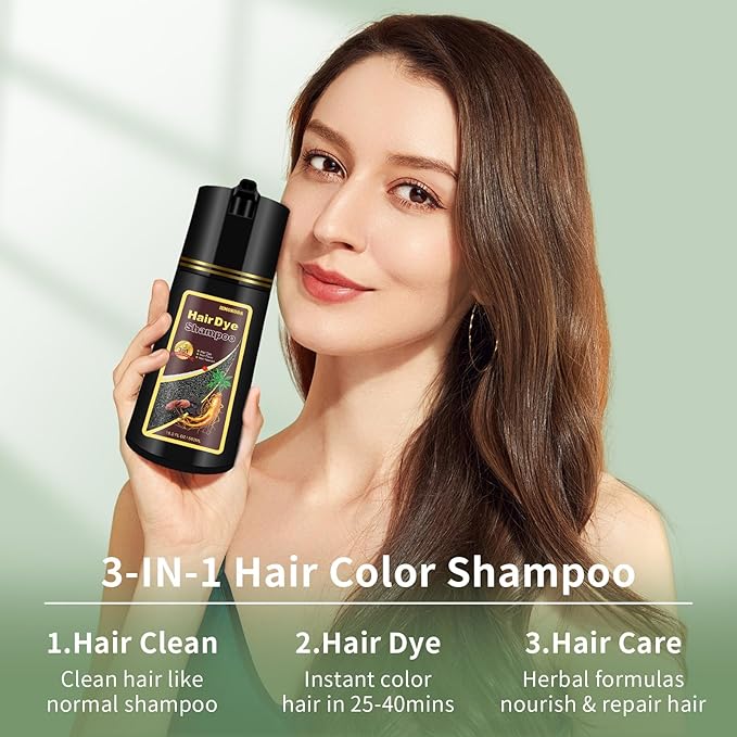 Purple Hair Dye Shampoo 3 in 1, Instant Natural Hair Color Shampoo, Semi-Permanent Shampoo Hair Dye, Gifts for Men Women 16.9 Floz