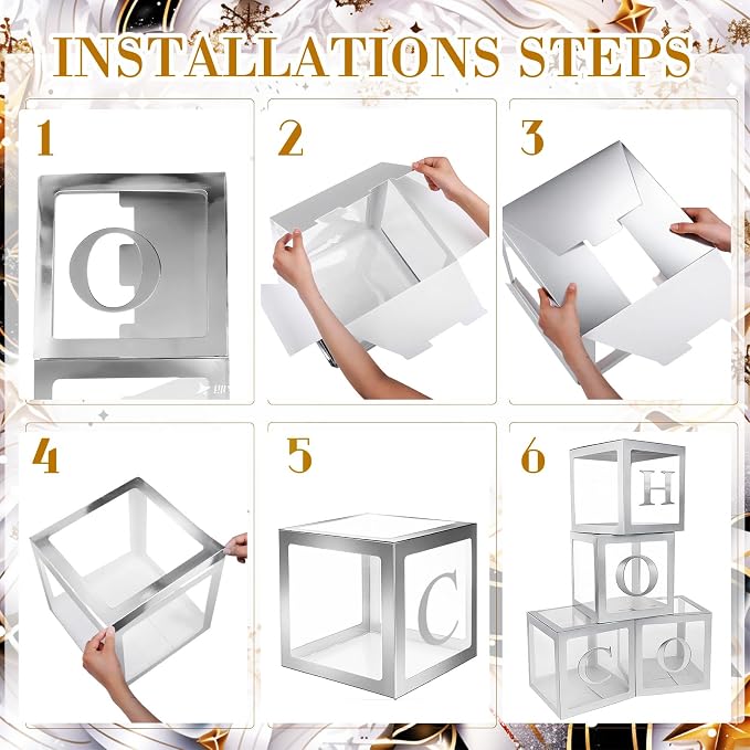4 Pcs Hoco Boxes with Letters 11.8 x 11.8 x 11.8 Inch Clear Homecoming Balloon - Image 3