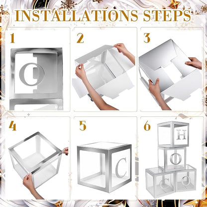 4 Pcs Hoco Boxes with Letters 11.8 x 11.8 x 11.8 Inch Clear Homecoming Balloon - Image 3