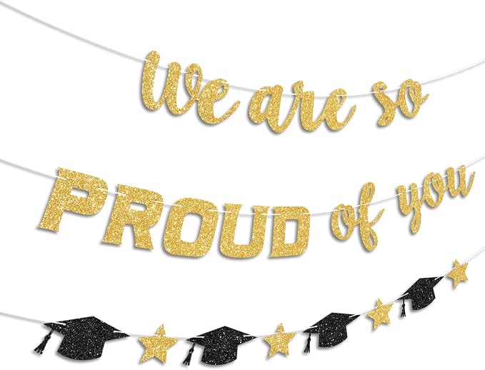 We Are So Proud of You Banner Prestrung Gold Graduation Banner Graduation - Image 2