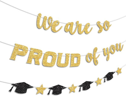 We Are So Proud of You Banner Prestrung Gold Graduation Banner Graduation - Image 2