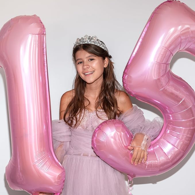 Pastel Pink 10 Balloons, 40 Inch Large Light Pink Foil Number Balloons 0-10 - Image 2