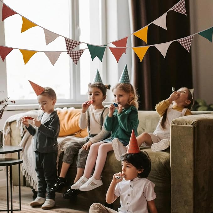 2Pcs Triangle Bunting Flag No-DIY Cotton Fabric Garland Reusable Party Banner - Image 7