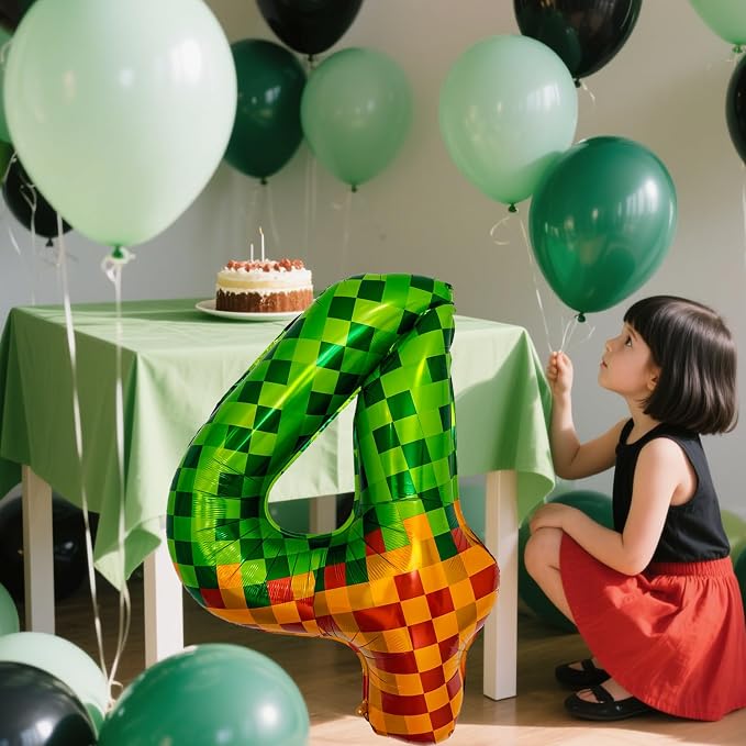 Pixel & TNT Theme 40in Giant Number Balloons - Image 4