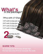 Moresoo Seamless Human Hair Clip in Extensions Dark Brown Balayage Clip ins Hair Extensions Real Human Hair Dark to Medium Brown Ombre for Women Thick And Invisible Pu Skin 150g/7pcs 22 inch
