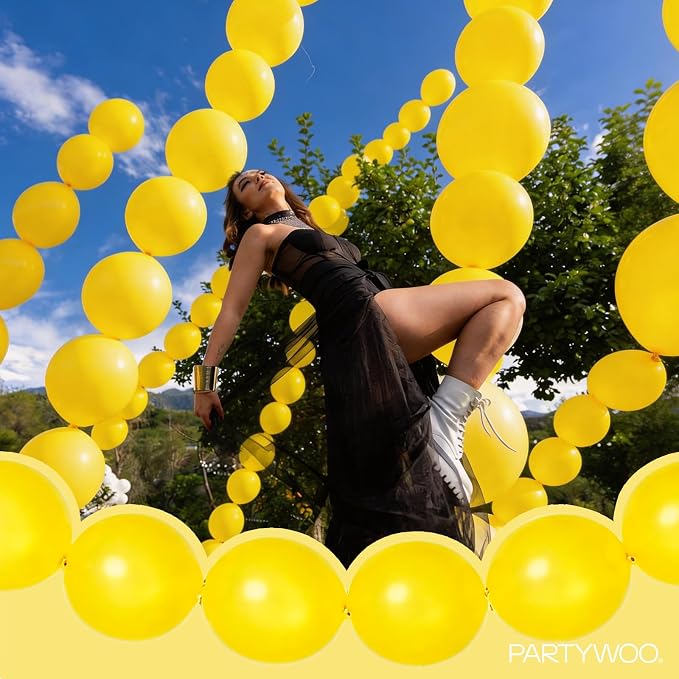 PartyWoo Yellow Linking Balloons 100pcs 12 Inch Yellow Link Balloons | - Image 7