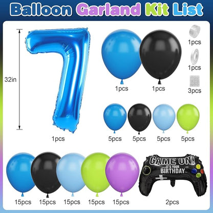 7th Birthday Video Game Balloons Arch, 7th Party Balloons Garland Kit 7th - Image 2