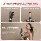 2 in 1 Rotating Hair Dryer Brush, Thermal Blow Brush Set Auto Rotating 360° Drying, Oval Volumizer Detachable Heated Hot Air Brush for Curling Volumizing & Drying Hair (Black)