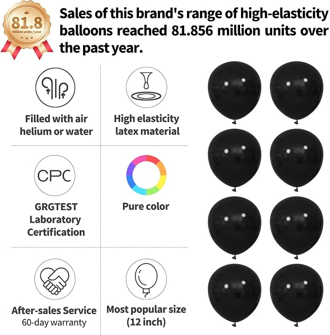 110pcs Black Balloon 12 inch - Image 2