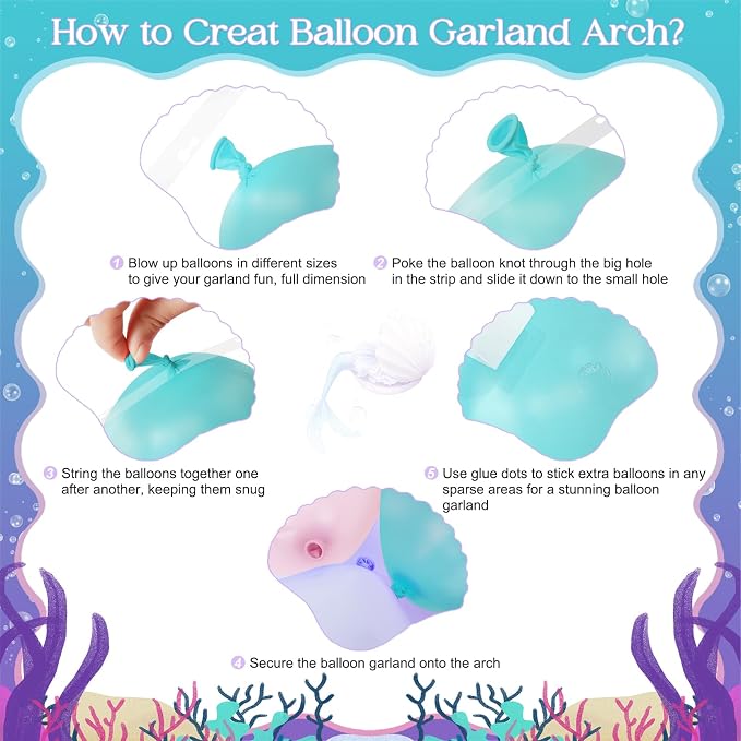 Mermaid Balloon Garland Arch Kit Baby Shower Party Decoration | 145pcs Purple - Image 5