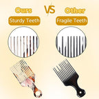 2 Pcs Afro Pick Comb for Natural Curly Hair,Portable Styling Hair Pick for Travel,Anti-Static,Cute Afro Comb for Women Men and Girls(Orange-T11)