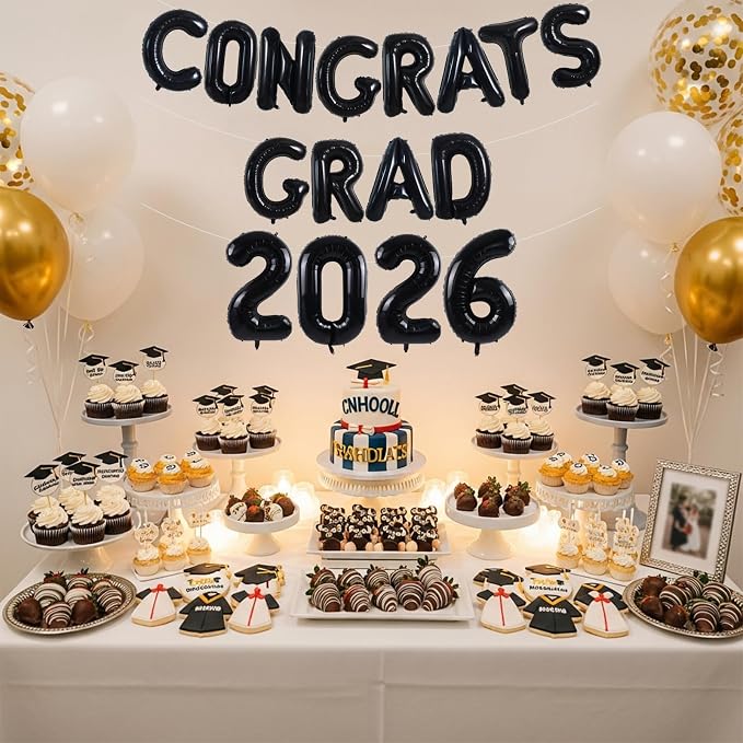 TONIFUL Graduation Balloons 16 Inch Black Congrats Grad Balloons 16 Inch Black - Image 6