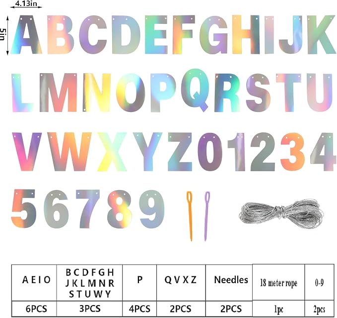 DIY Banner Kit with Letters Banner Letters Holographic Customizable Birthday - Image 2