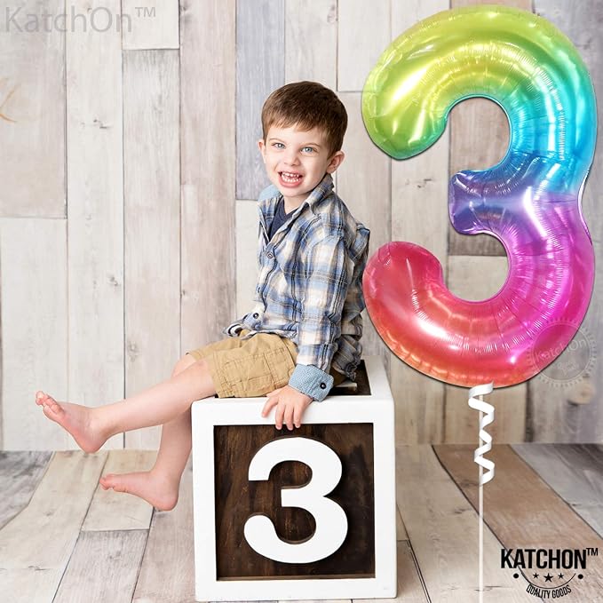 KatchOn, Giant Jelly Rainbow Number 3 Balloon - Image 5