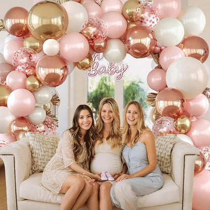 Rose Gold Pink Balloon Arch Kit, Pearl White, Different Size | Double Stuffed - Image 7
