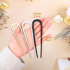 BEoffer French Hair Pin 3PCS Metal Hair Pins for Women Elegant French Twists, Buns and Updos with No Hair Damage, U-shaped French Pin Great Hold and Comfortable Keeps Hair in Place (Gold)