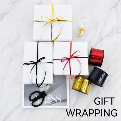 TONIFUL Shiny Black Red Gold Curling Ribbon Balloon String Gift Wrapping | 300 - Image 3