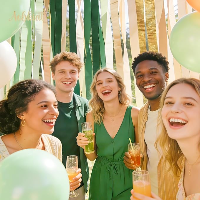 AOBKIAT Wedding Streamers Party Decorations, 5 Rolls Olive Green Crepe Paper | - Image 3