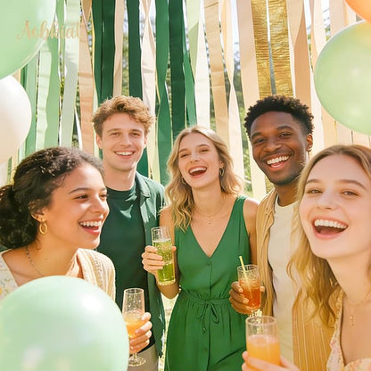 AOBKIAT Wedding Streamers Party Decorations, 5 Rolls Olive Green Crepe Paper | - Image 3