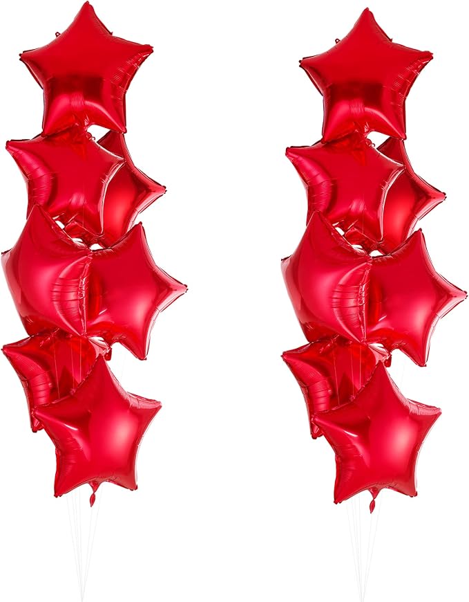 18" Red Star-Shaped Foil Balloon Mylar Helium Balloons by Adeer