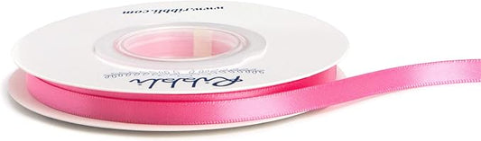 Ribbli Double Faced Hot Pink Satin Ribbon, 1/4” x Continuous 25 Yards, Use by Ribbli