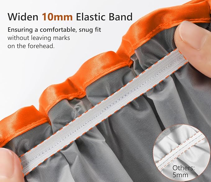 mikimini Black Shower Cap, Double Layers Waterproof Bathing Hair Cap with Reusable Soft Comfortable PEVA Lining, Cute, Non-fading & Stretchy Shower Hat Medium (Pack of 1) Black + Orange