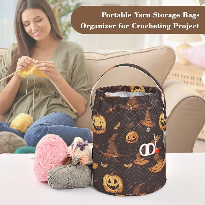 Yarn Bag Small Crochet Bag Drawstring Yarn Storage Organizer Knitting Project - Image 4