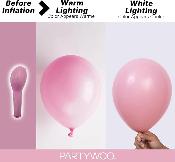 PartyWoo Mauve Dusty Balloons 100pcs Pink Rose Boho Netural Color | 18 12 10 5 - Image 3