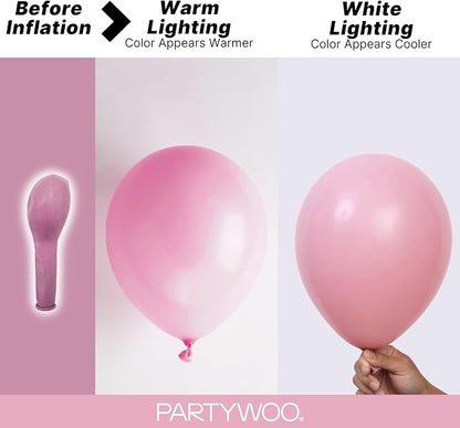 PartyWoo Mauve Dusty Balloons 100pcs Pink Rose Boho Netural Color | 18 12 10 5 - Image 3