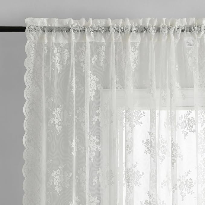 Kotile Short Ivory Lace Curtains - Image 4