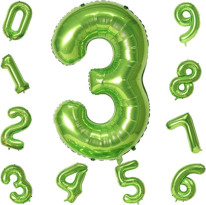 40 Inch Green Large Numbers Balloons 3, Self Inflating Digit 3 Helium Balloons - Image 8