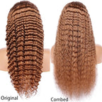 Brown Curly Wave Human Hair Lace Front Wigs with Baby Hair for Black Women Pre Plucked 180% Density Brazilian Virgin Hair HD Transparent Lace Frontal Wig 26 Inch