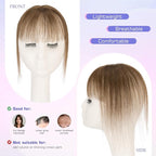 Hairro Bangs Hair Clip 3D 360°Cover Clip On Bangs Remy Human Hair Topper With Bangs Fringe French Bangs With Temples Clip In Bangs Hair Extensions 8 Inches 10g #04 Medium Brown